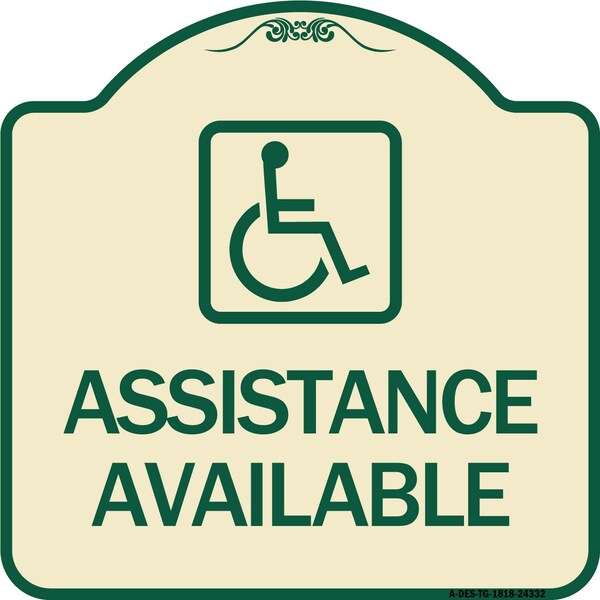 Signmission Assistance Available W/ HandicapHeavy-Gauge Aluminum Architectural Sign, 18" x 18", TG-1818-24332 A-DES-TG-1818-24332 - main